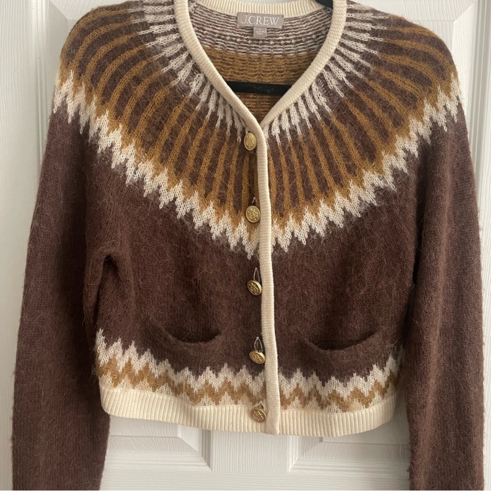 J. Crew fair isle Nordic Brown Cardigan